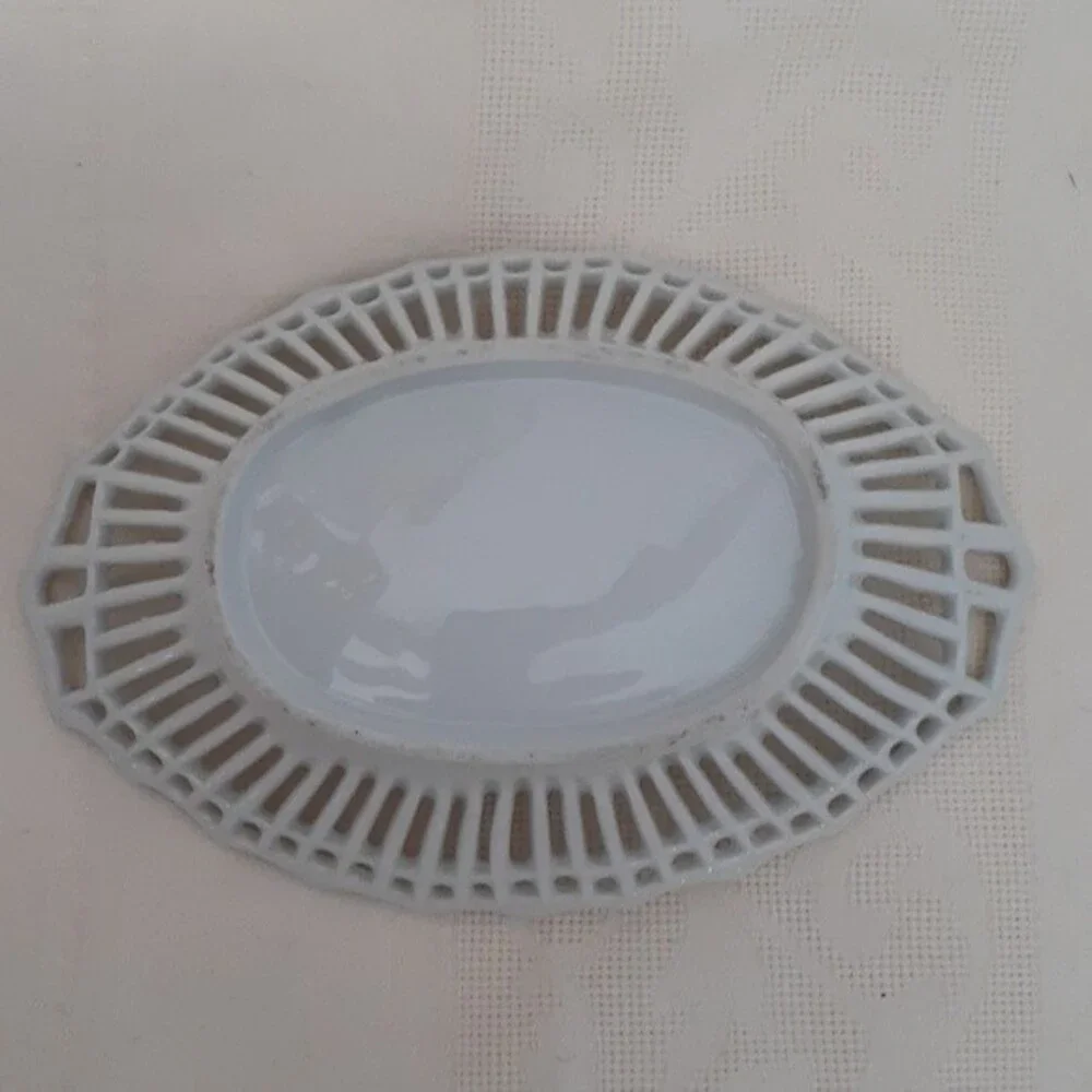 vintage Reticulated Floral dish ceramic bowl cottagecore serveware candy soap